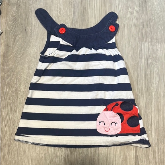 4 for $20 Carter's Blue and White Casual Dress with Ladybug Appliqué - Picture 1 of 1